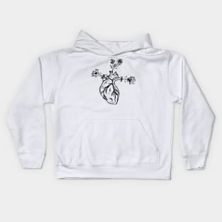 Flowers Growing From Heart Kids Hoodie